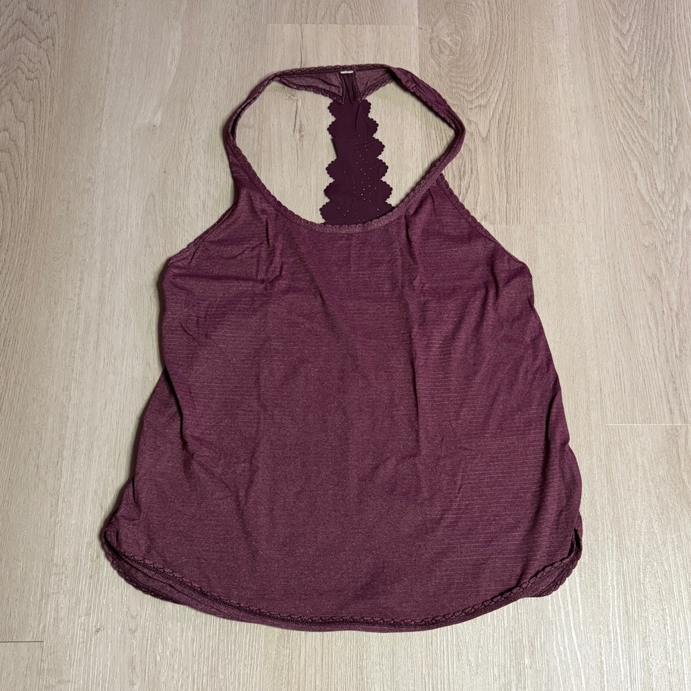 LULULEMON Athletic Tank - Size 4 - Burgundy W/Horizontal Line Pattern - EUC